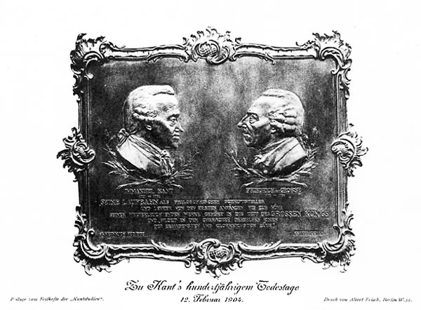 1903. Zu Kants hundertjhrigem Todestage, 12. Februar 1904. Immanuel Kant und Friedrich der Groe