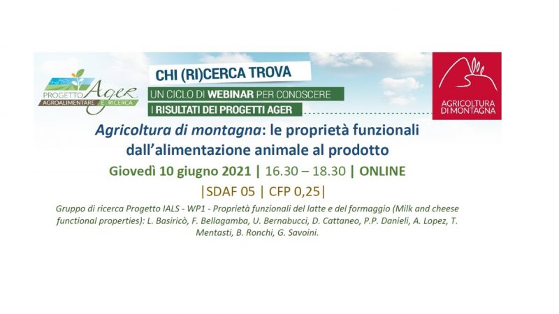 SEMINARIO I.A.L.S. n° 1 : “Le proprietà funzionali dall’alimentazione animale al prodotto”