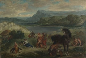 Eug??ne Delacroix, 1798 - 1863 Ovid among the Scythians 1859 Oil on canvas, 87.6 x 130.2 cm Bought, 1956 NG6262 http://www.nationalgallery.org.uk/paintings/NG6262