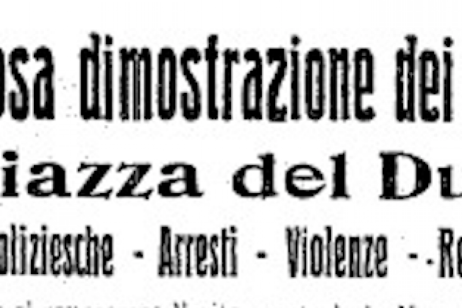 27 SETTEMBRE 1919 – PIAZZA DUOMO, CORSO MONFORTE, VIA SAN DAMIANO Carica dei carabinieri dopo il comizio dei metallurgici in sciopero