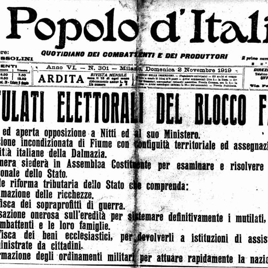 10 NOVEMBRE 1919 – PIAZZA BELGIOIOSO Comizio fascista