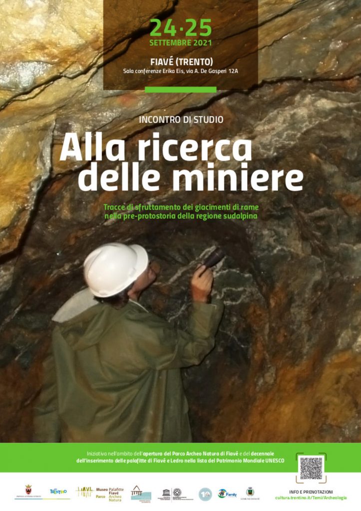 Volantino del convegno “Alla ricerca delle miniere. Tracce di sfruttamento dei giacimenti di rame nella pre-protostoria della regione sudalpina”.