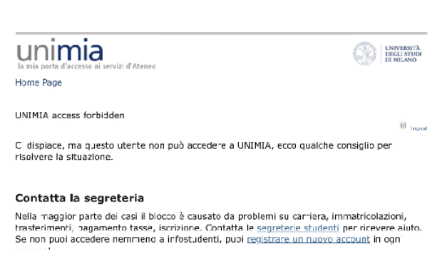unauthorized unimia page